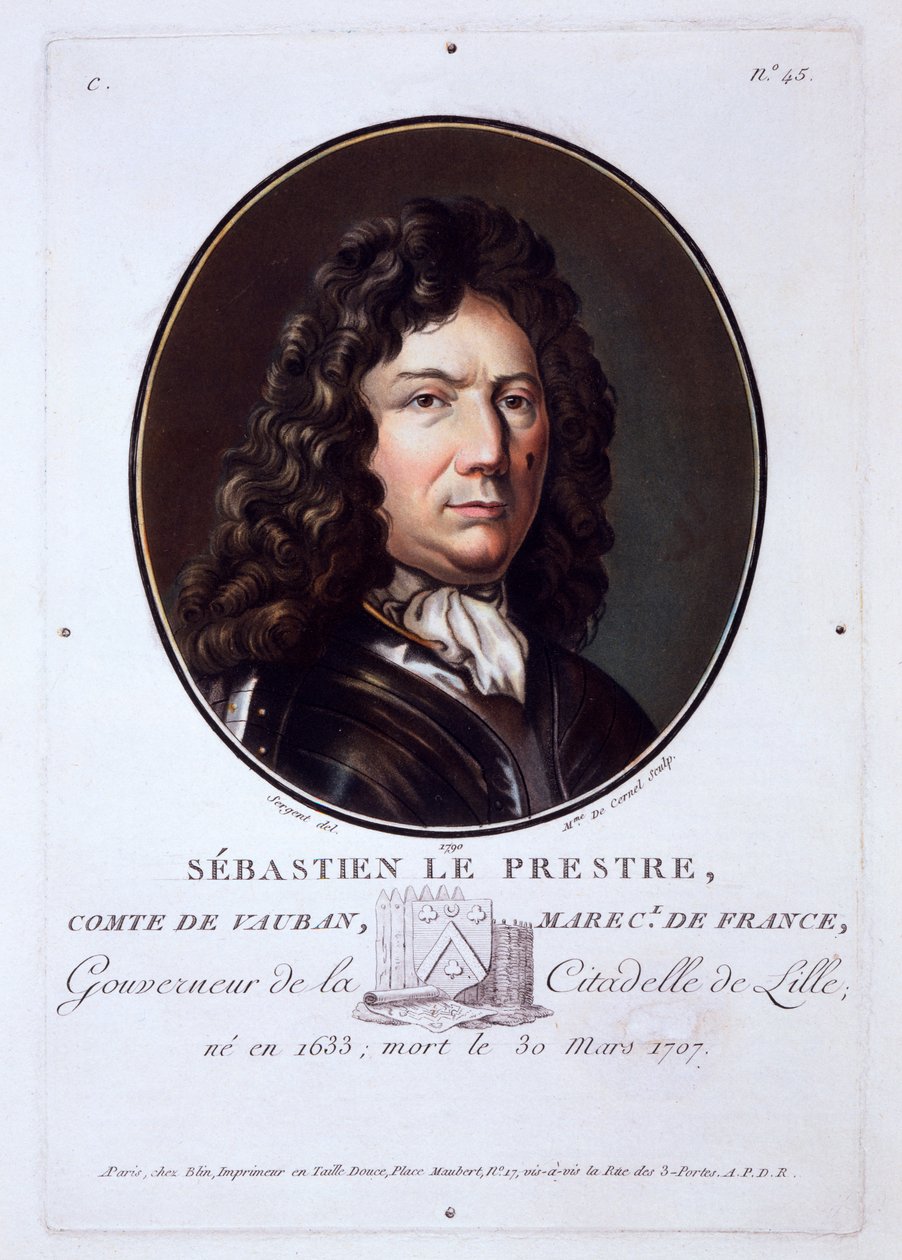 Sebastien le Prestre, Comte de Vauban, från Portraits of Great Men, Illustrious Women, and Memorable Subjects of France, publicerad 1787-92 av French School