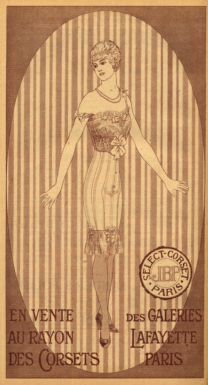 Välj JPB-korsett till salu i korsettavdelningen på Galeries Lafayette i Paris - 1914 av French School