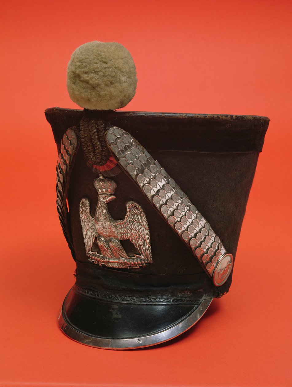 Shako från en lancer från det första franska imperiets armé, ca 1804-1815 (textil) av French School