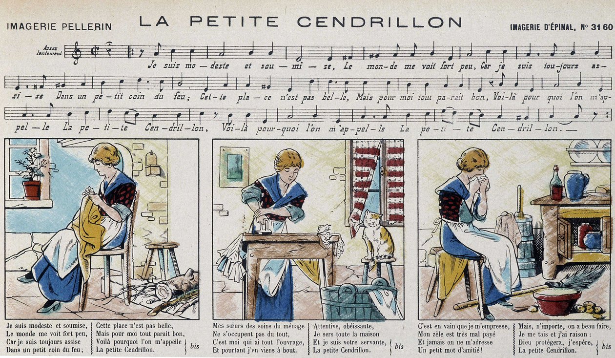 Noter till den populära låten "" la petite Cinderella"" - bild av Epinal av French School