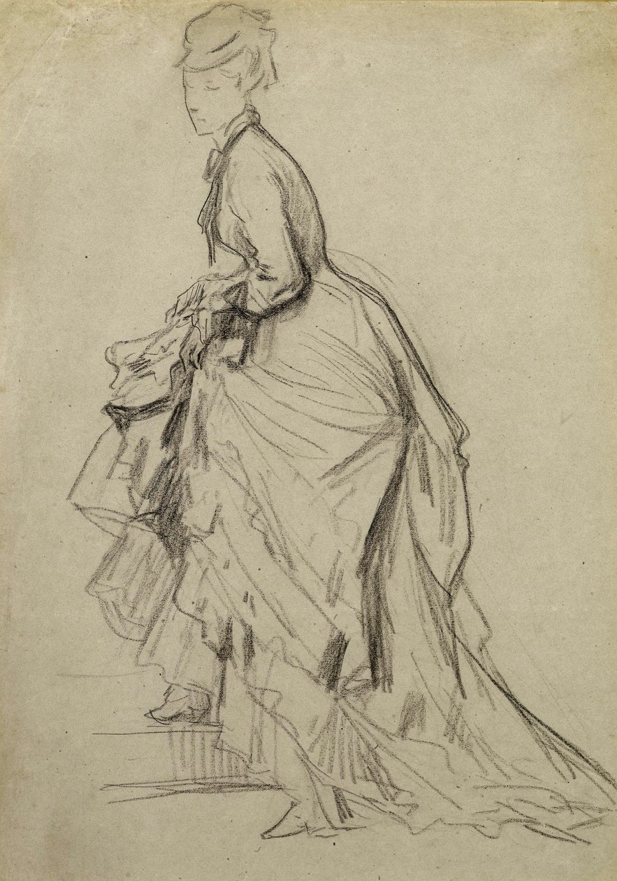 Visar en fotled, ca 1880 (krita på papper) av French School