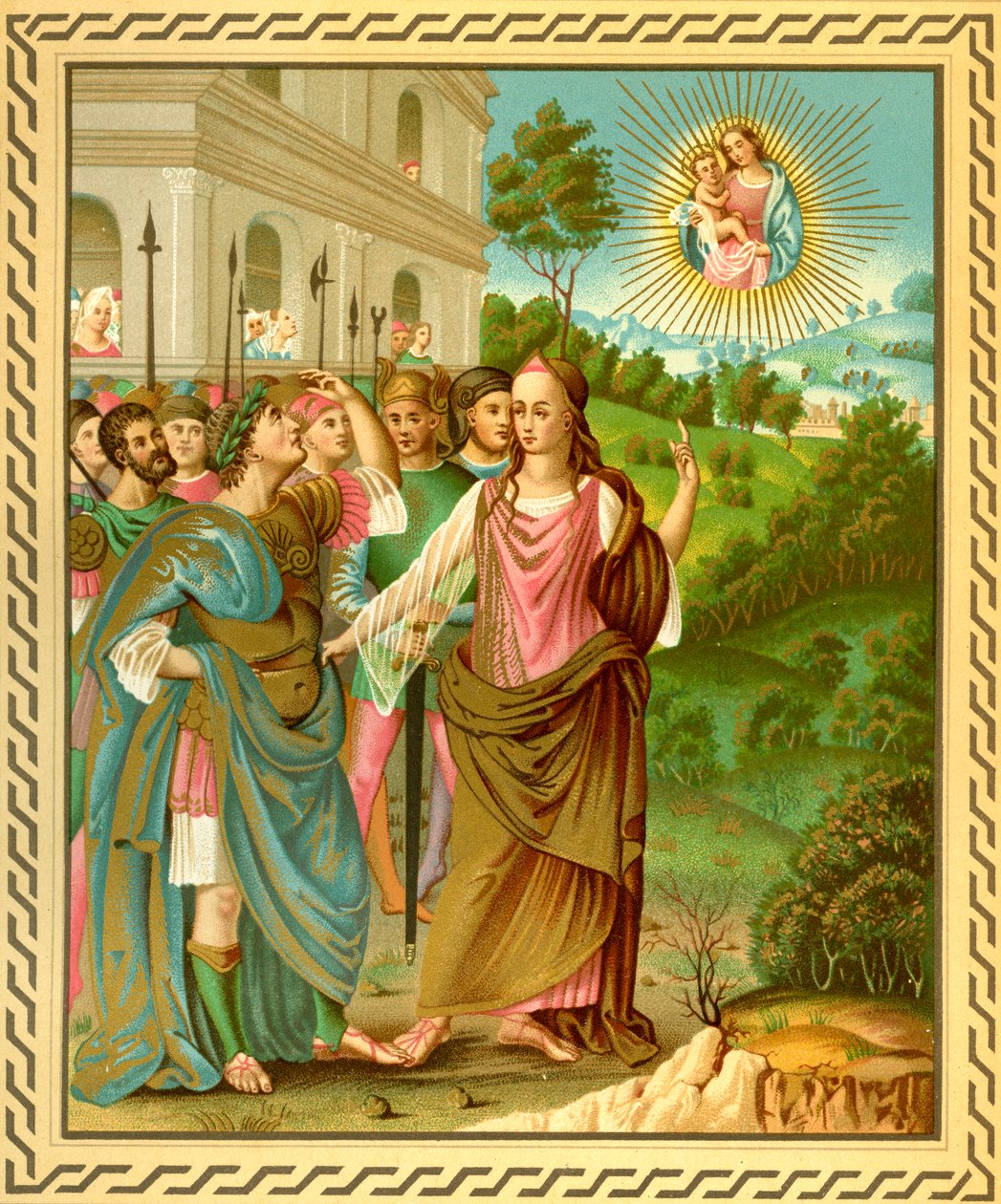 Sibyll of Tiburtis som tillkännager för Augustus Jesu-Kristi ankomst. av French School
