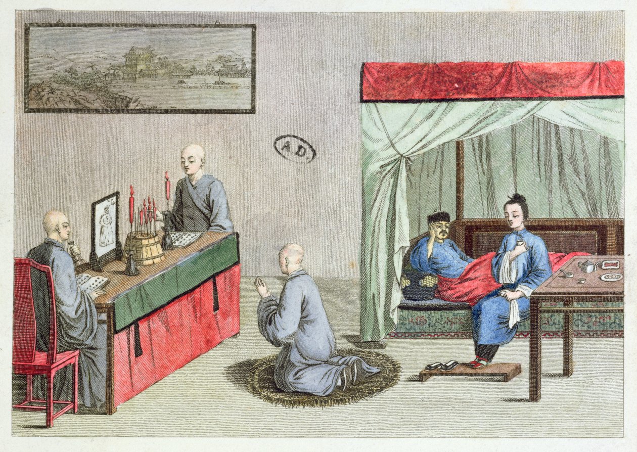 Sjukdom, efter ett kinesiskt originaltryck, 1810 av French School