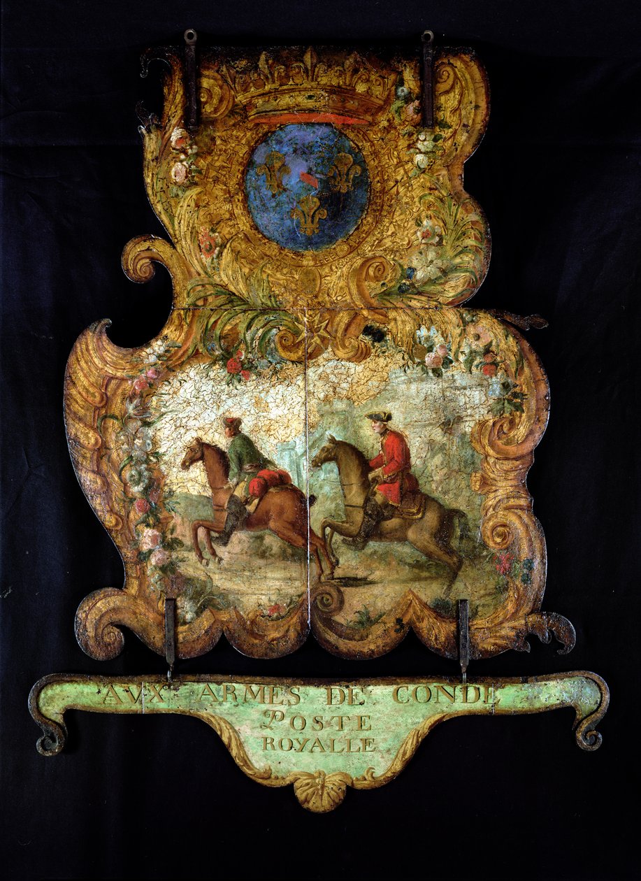 Signera för Royal Mail of Chantilly med Conde vapen (målad metall) av French School