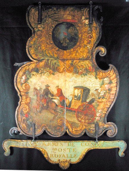 Signera för Royal Mail of Chantilly med Conde vapen (målad metall) av French School