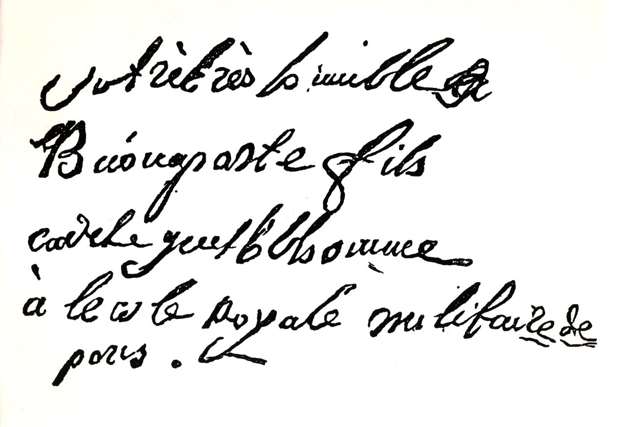 Signatur av Napoleon Bonaparte (1769-1821) från 1785, från Napoleon av Armand Dayot, Paris, 1895 (tryck) av French School