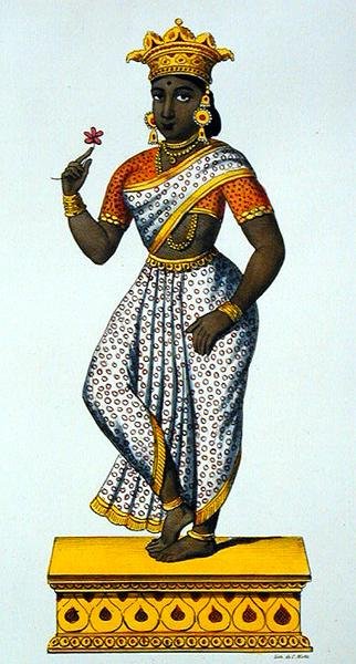 Simaladevi hustru till Yama, graverad av C. de Motte (1785-1836) (färg litho) av French School