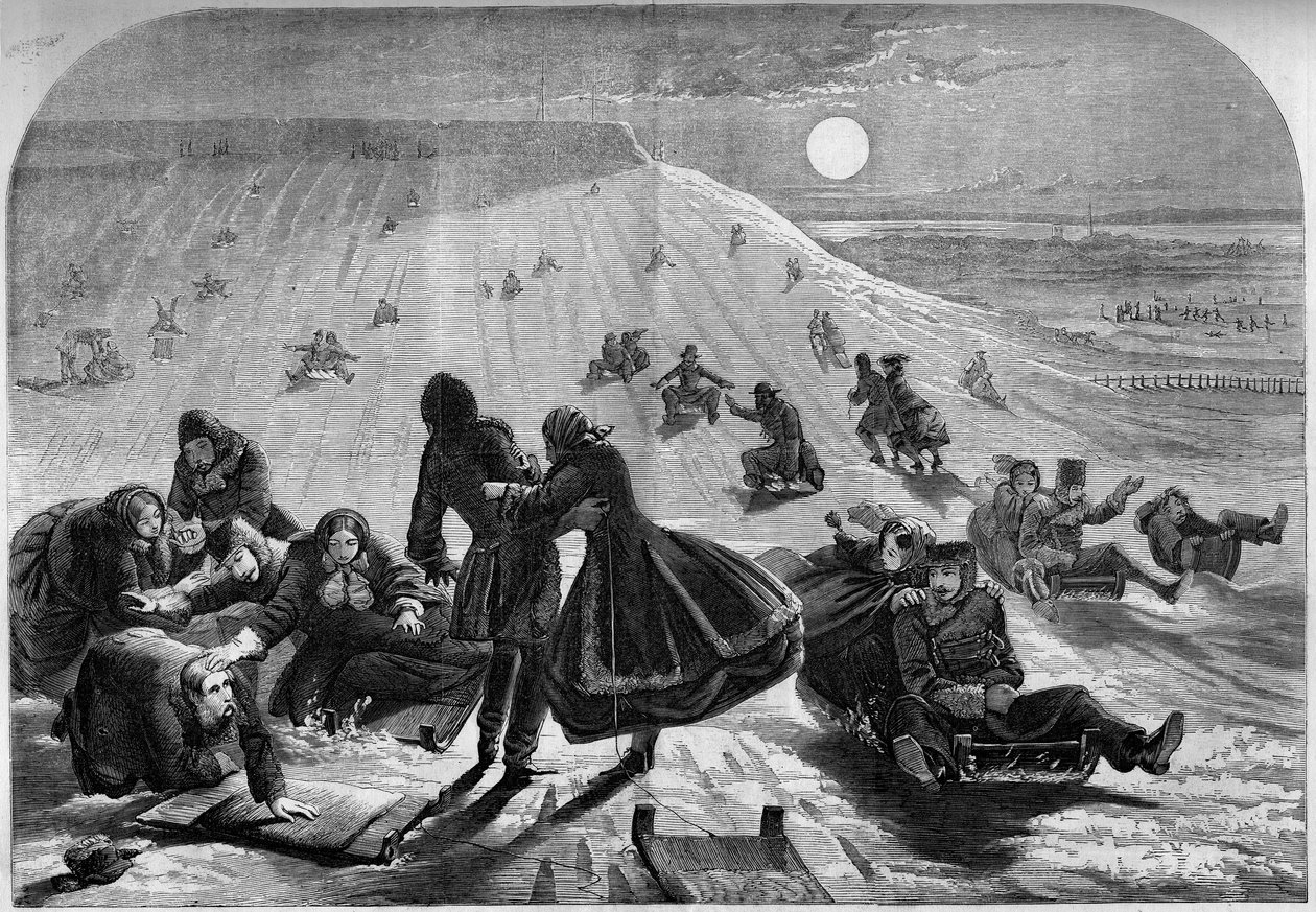 Kälka ner i Montreal, Kanada, vintern 1859. Gravyr i "" Le Monde Illustré"" nr 98 av 26 februari 1859. av French School