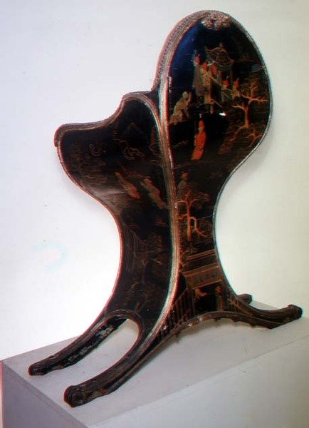Slädesäte dekorerad med chinoiserie, inskriven av Dagly Workshop, möjligen av Jacques Dagly, Master of the Gobelins factory (lack) av French School