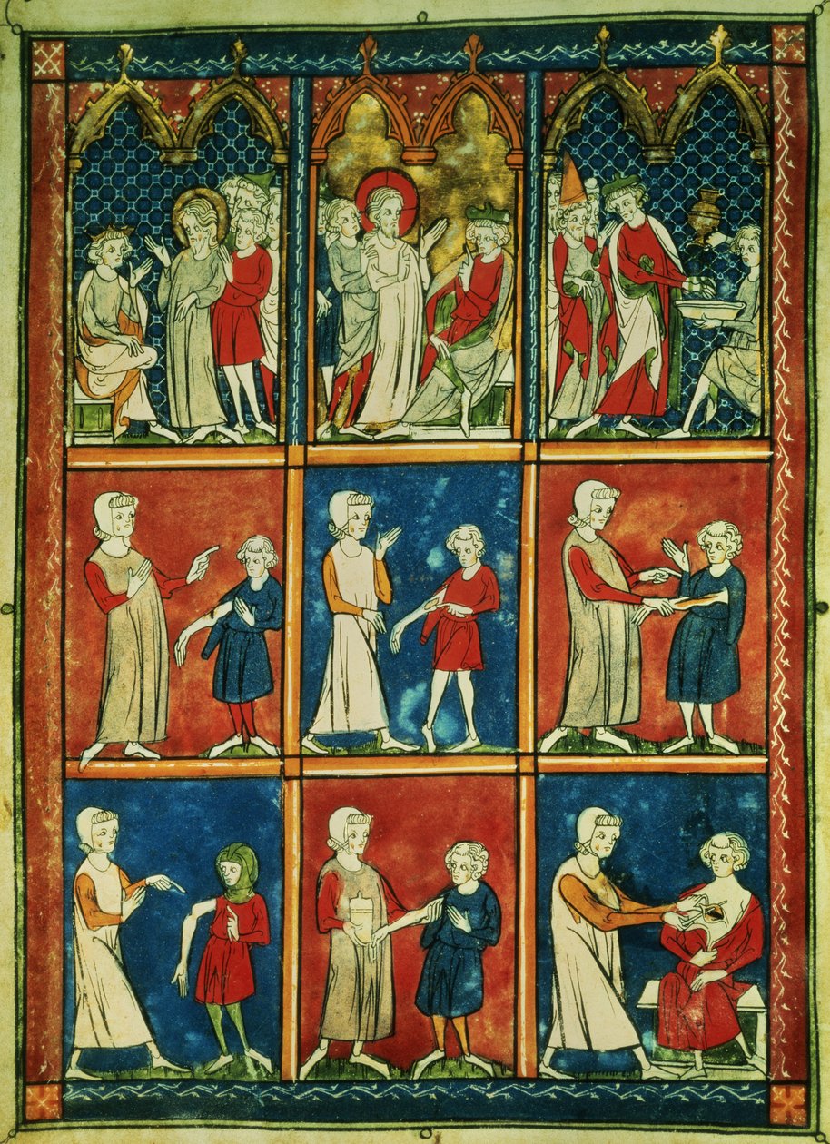 Sloane 1977 Olika medicinska åkommor och bibliska scener, från "Chirurgia" av Rogier de Salerne av French School