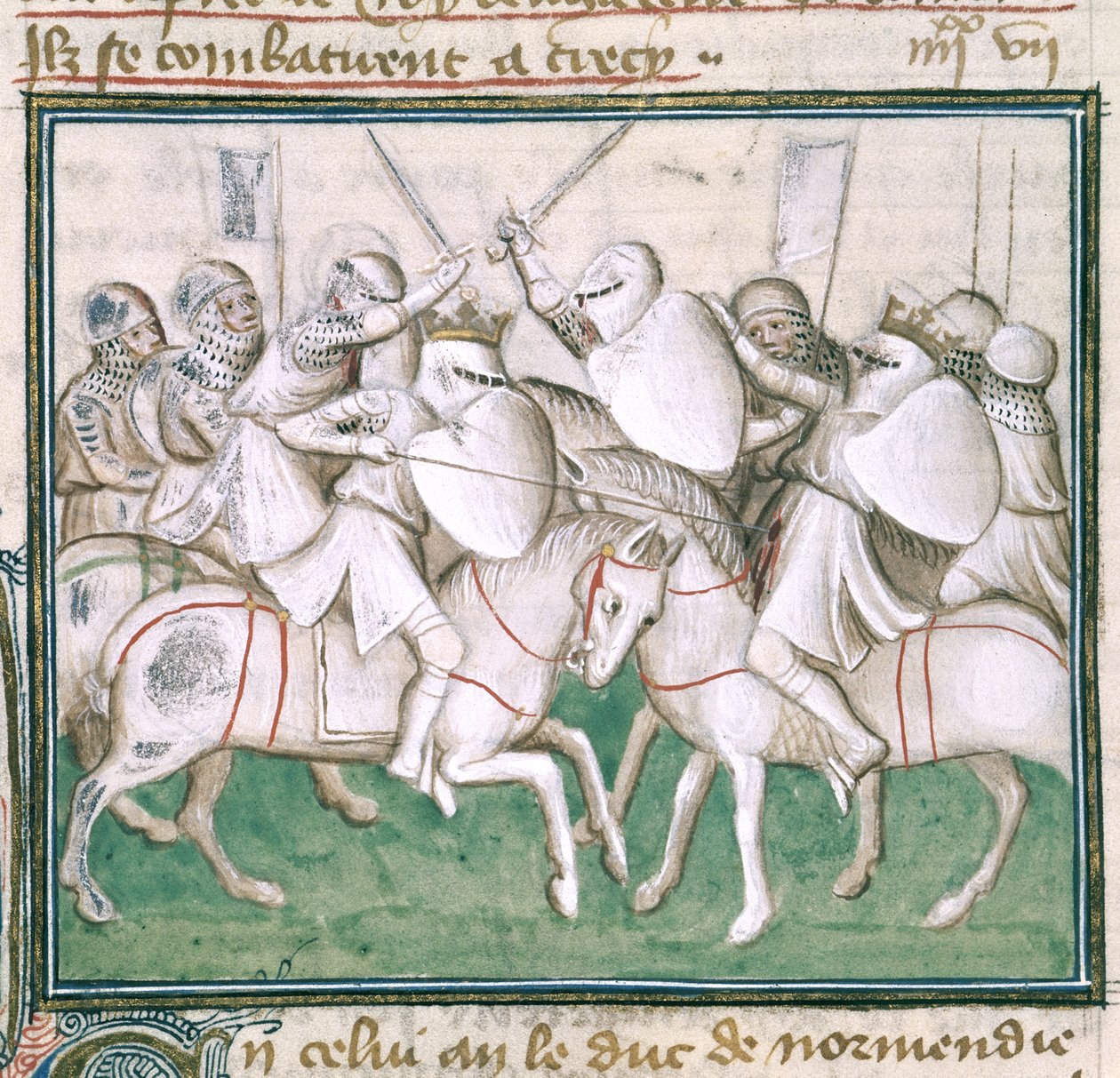 Sloane 2433 C, fol.69v Slaget vid Crecy, c.1410 (vellum) av French School