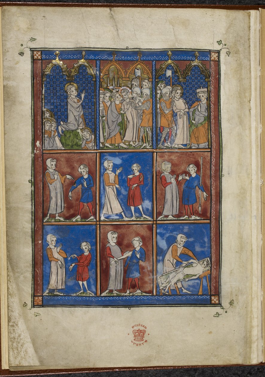 Sloane MS 1977 fol.5v Nio miniatyrer som visar bibliska och medicinska scener, Chirurgia av French School