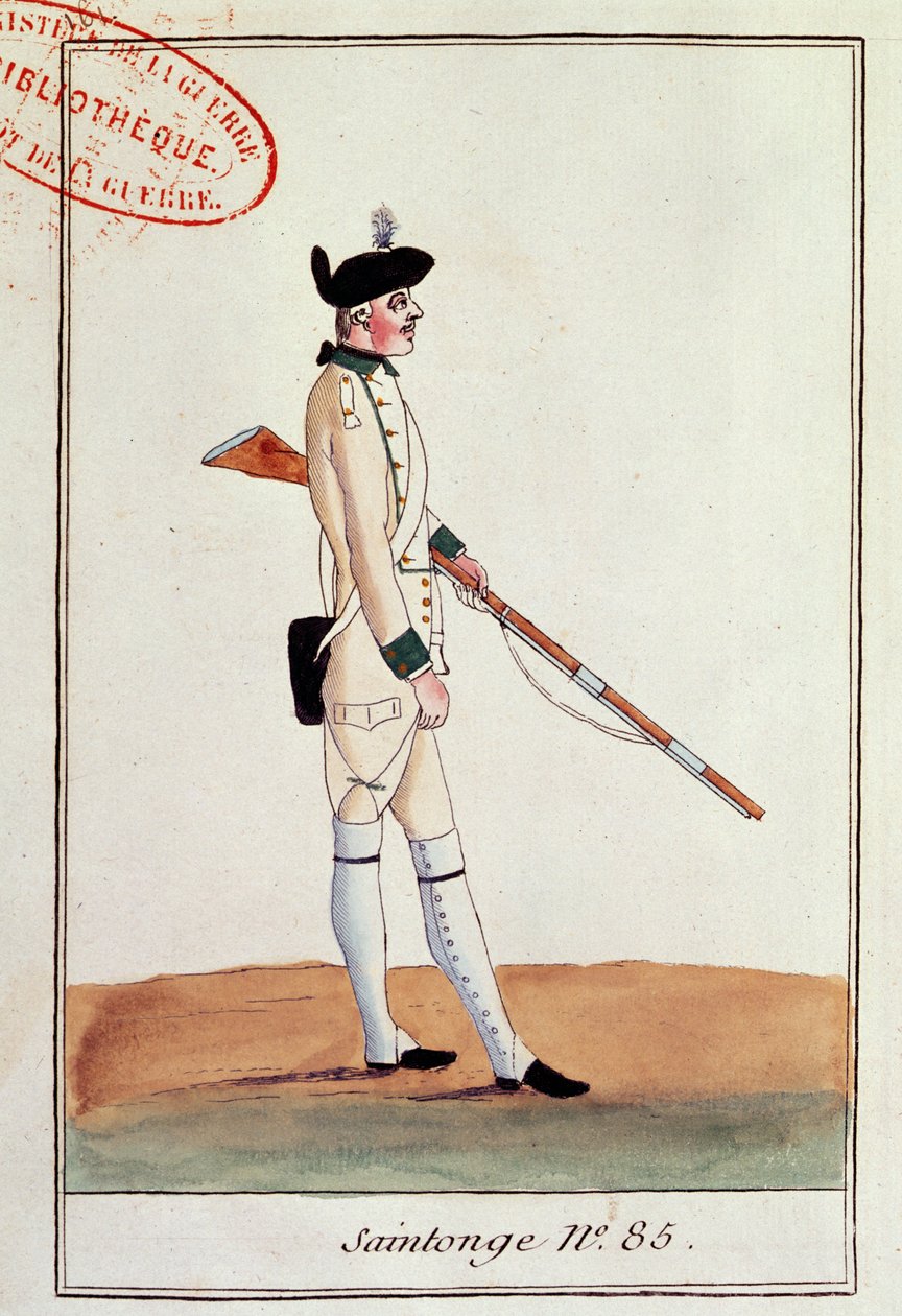 Soldat vid 85:e regementet de Saintonge, ca 1780 av French School