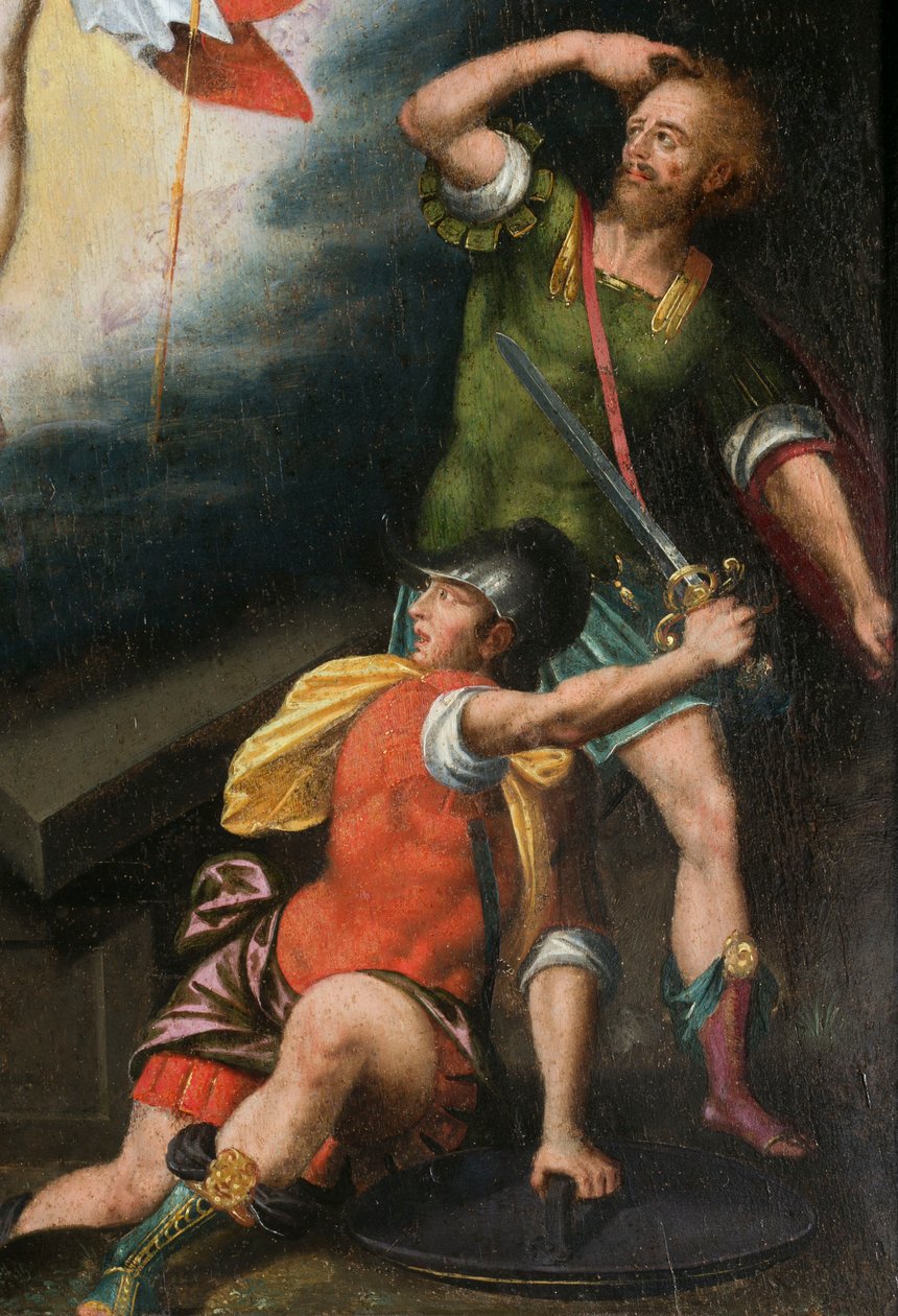 Soldater under uppståndelsen, detalj. Triptyk av Aubery av French School