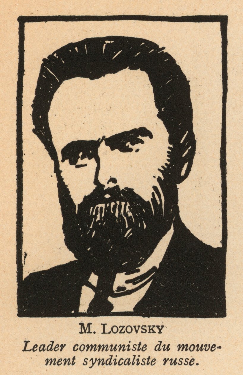 Solomon Lozovsky, rysk bolsjevikisk revolutionär och sovjetisk politiker, generalsekreterare för Röda internationella arbetarunionen (Profintern) (litografi) av French School