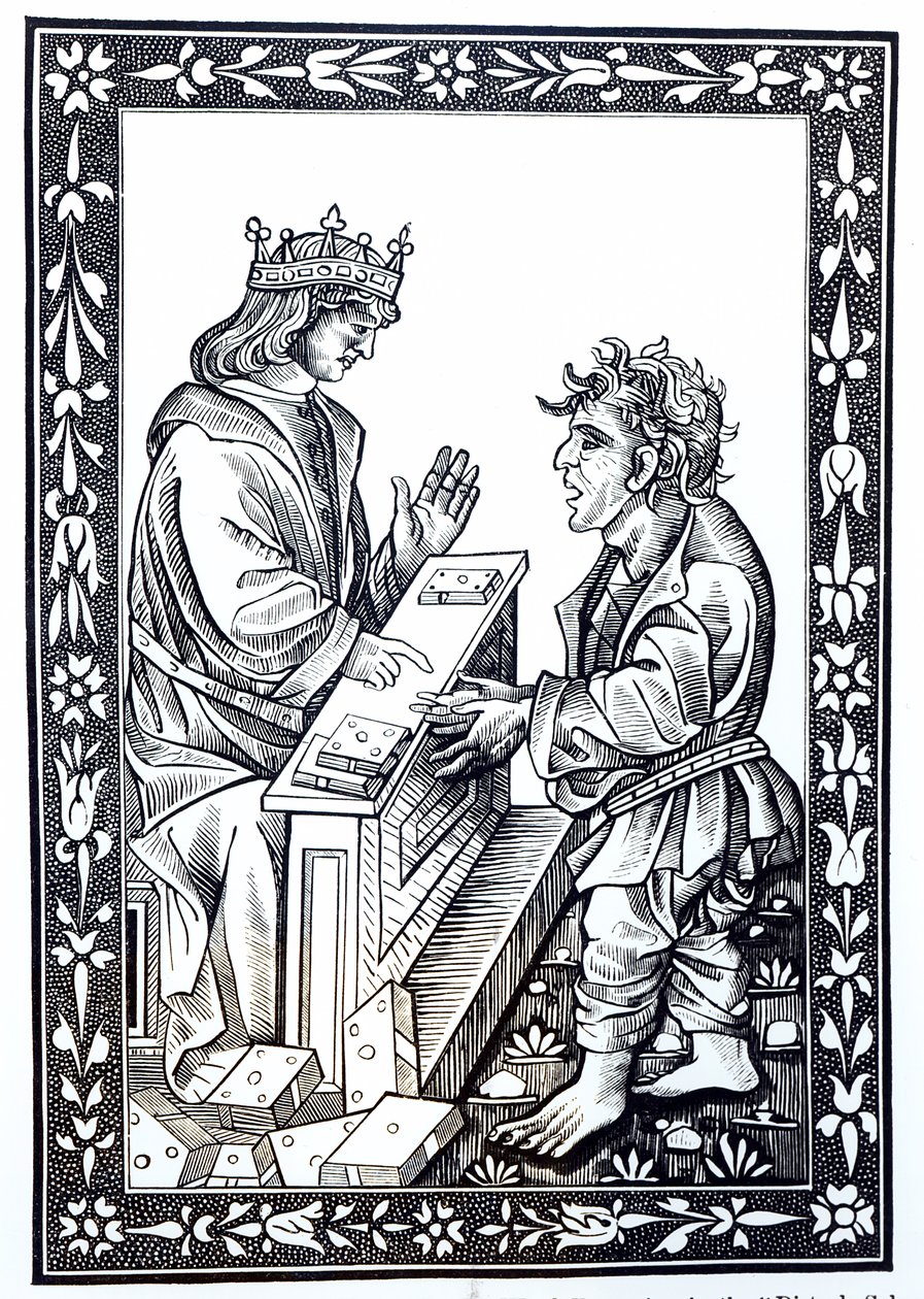Solomon och Marcoul, illustration från vetenskap och litteratur under medeltiden och renässansen, skriven och graverad av Paul Lacroix, 1878 av French School