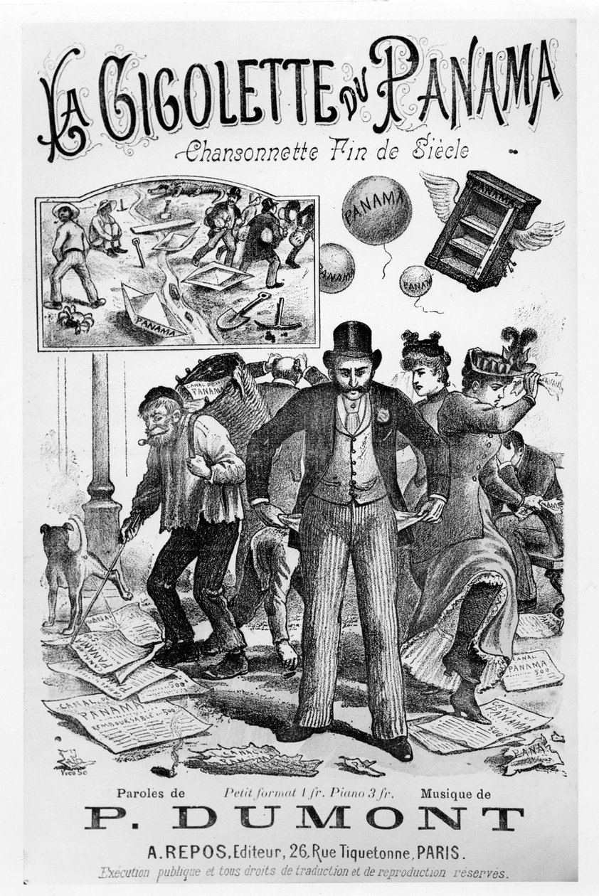 Låtblad för La Gigolette du Panama relaterat till Panamaaffären, sent 1800-tal av French School