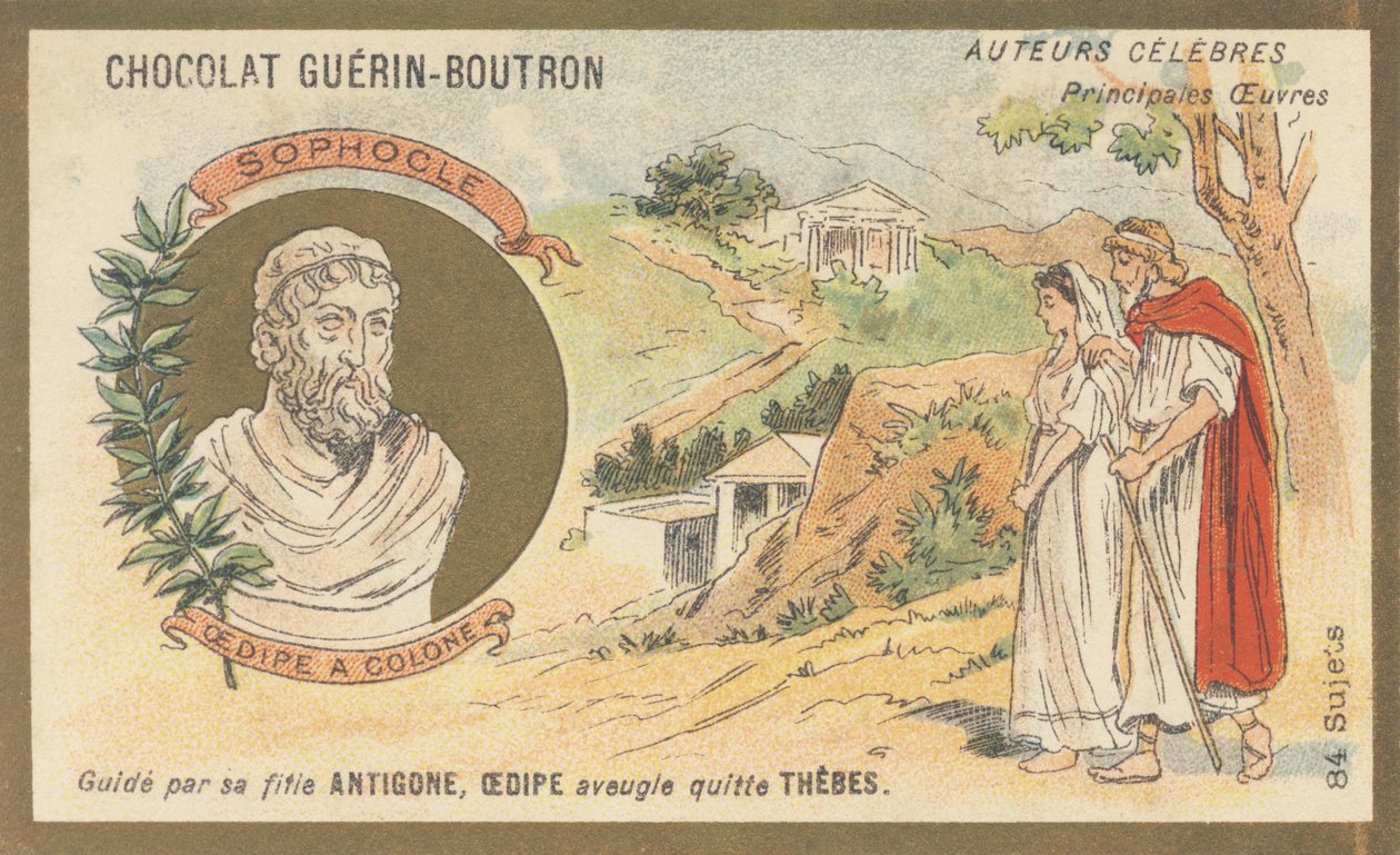 Sofokles (495 f.Kr. J-C-406 f.Kr.), grekisk tragedian, författare till "Oedipus a Colone", stycke spelat postumt 401 f.Kr. av French School