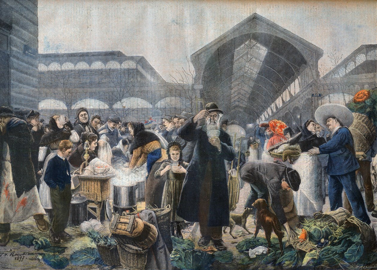 Soup Stand på Les Halles Market in the Morning, illustration från 