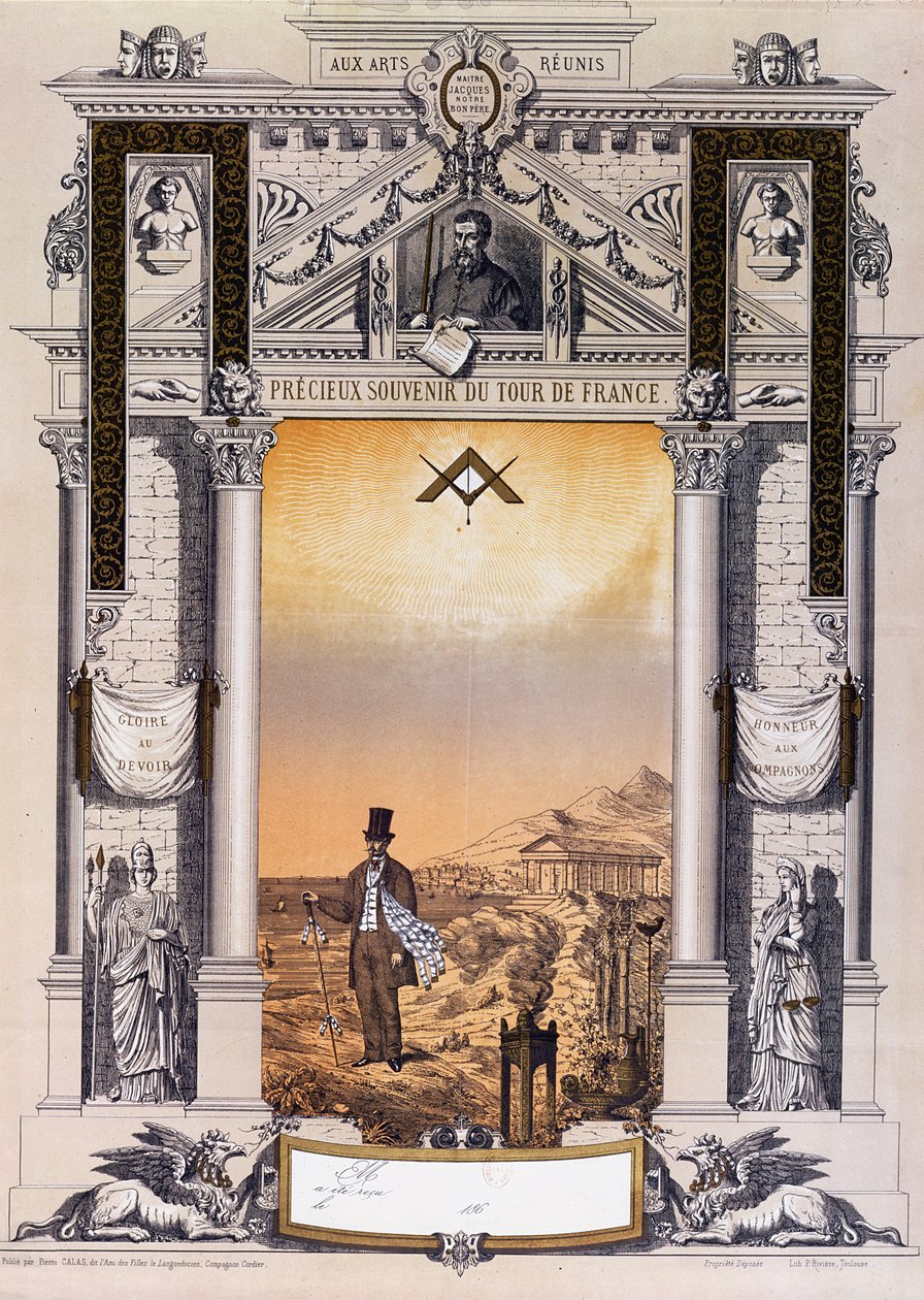 Souvenir of a Journeyman arbetare Tour de France efter sin lärlingsperiod, ca. 1860 av French School