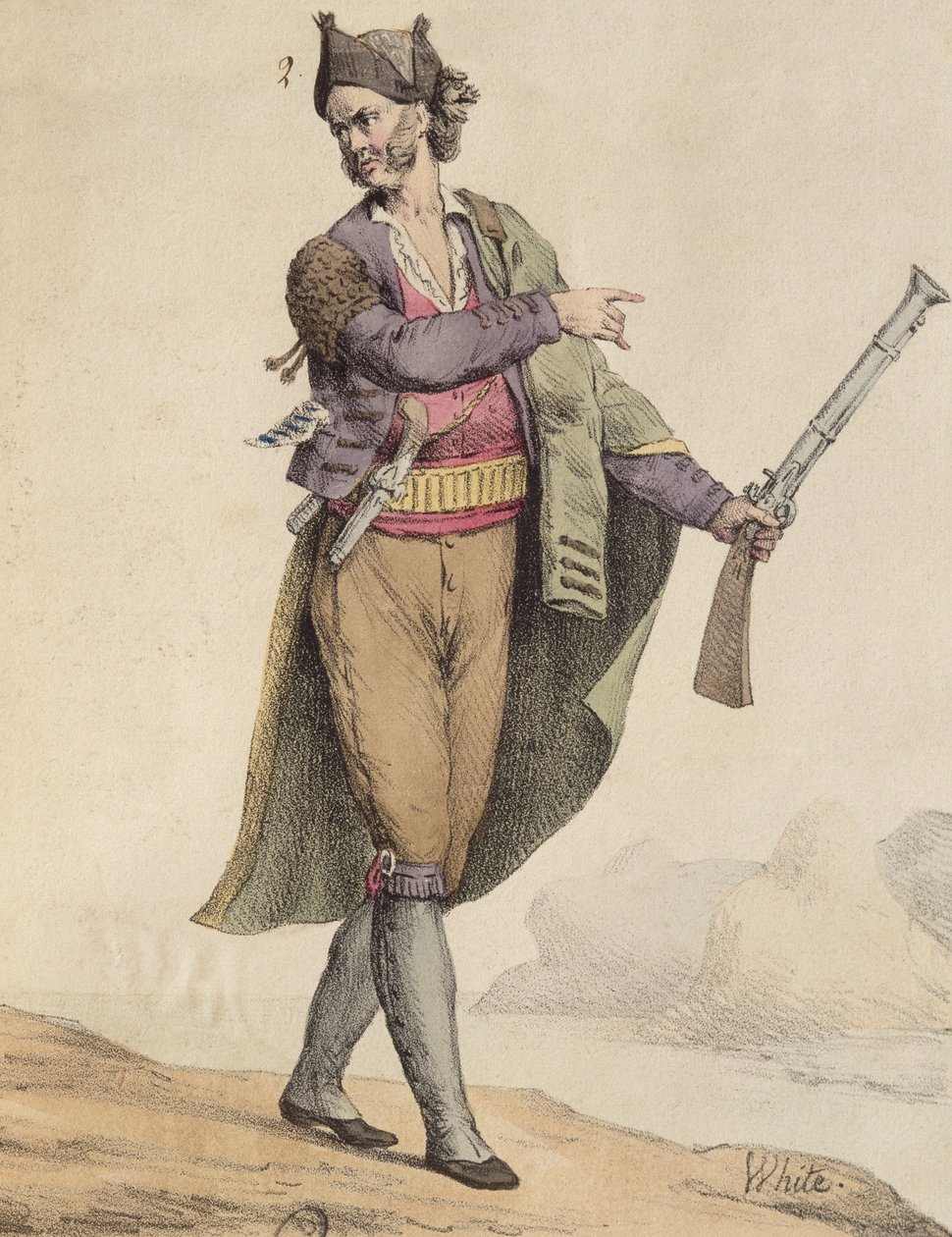 Spansk smugglare från området Cadiz, 1815, graverad av Langlume (1800-talet) av French School