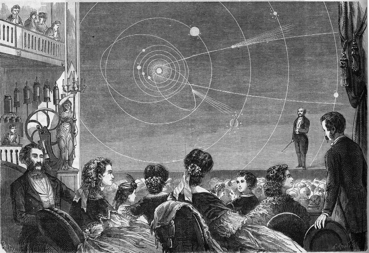 Astronomisk show på Robin-teatern i Paris av Henri Robin (cirka 1803-1874) av French School