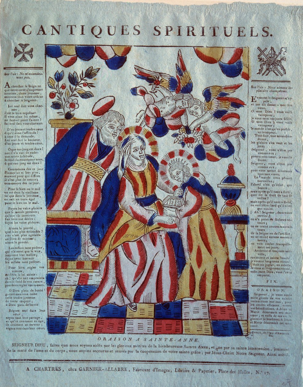 Andlig sång: bön till den heliga Anne. Gravyr från 1800-talet. Paris, Museet för folkkonst och folktraditioner av French School