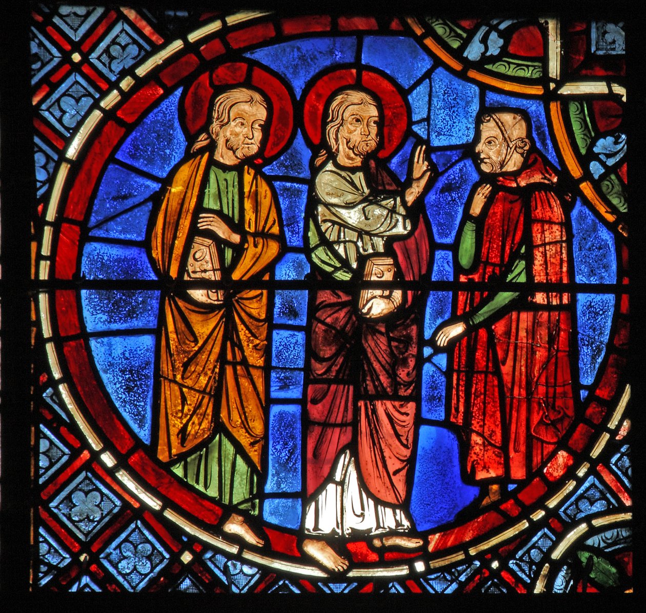 Ss Simon och Jude med en diakon (w1) av French School