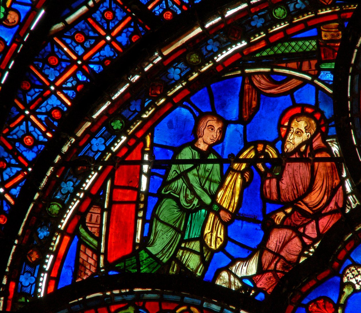 Sankt Antonius: ger sin mantel till en lärjunge (w30b) av French School