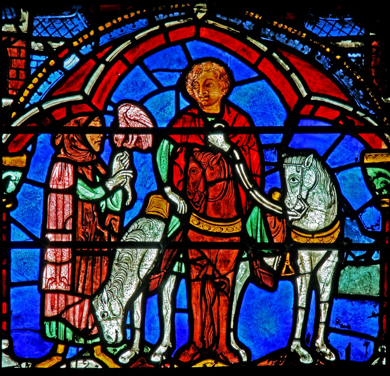 St Cheron fönster: hawking? (w15) av French School