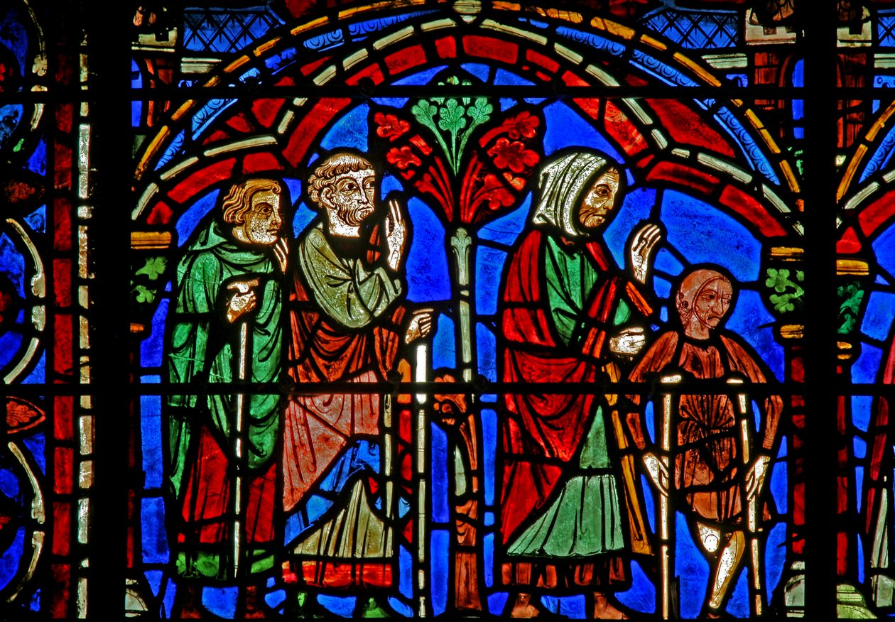 St Cheron-fönstret: den sjuke vid hans grav (w15) av French School