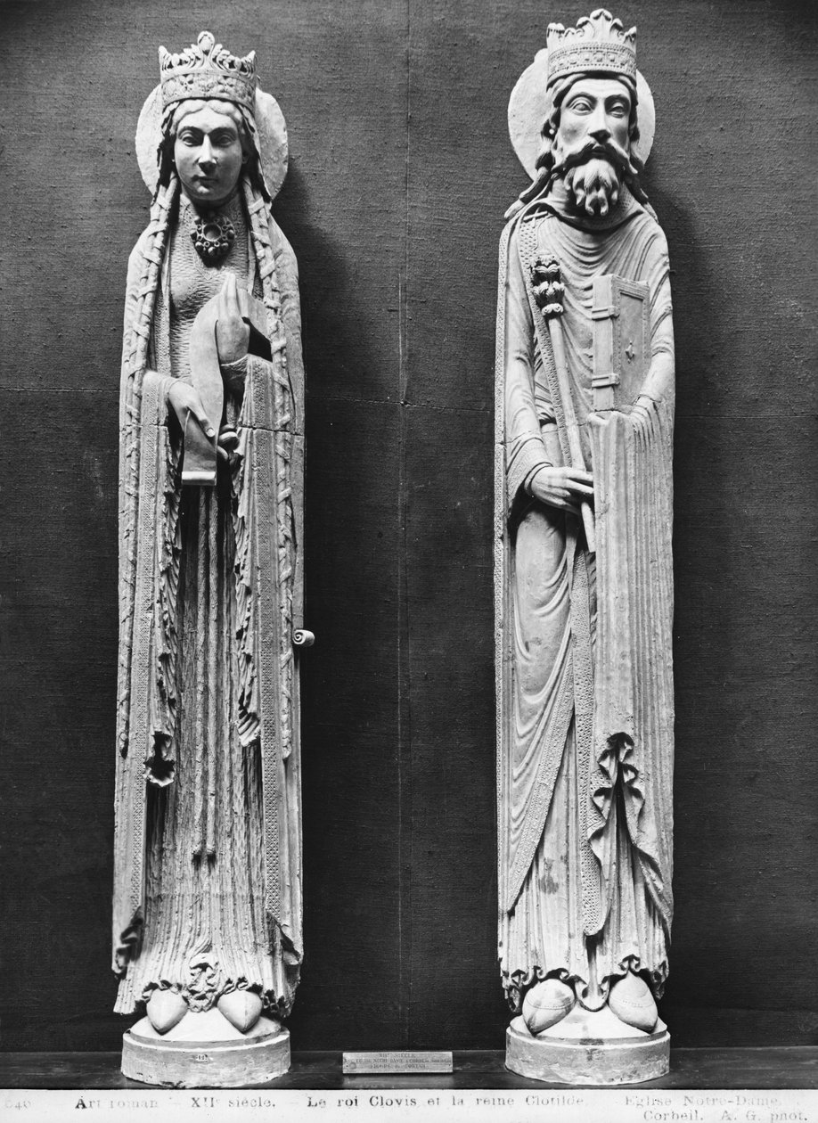 St. Clotilda och Clovis I, från kyrkan Notre-Dame i Corbeil (gipsavgjutning) (se även 383112, 383113) av French School
