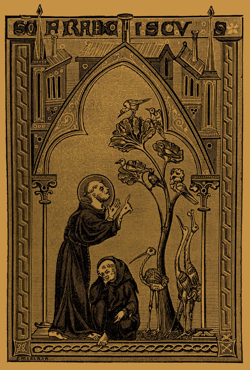 St Francis av Assisi pratar med fåglarna av French School