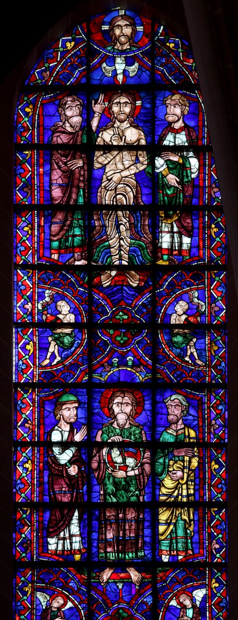 Johannes Baptist med Agnus Dei; dopet i Jordan (w106) av French School