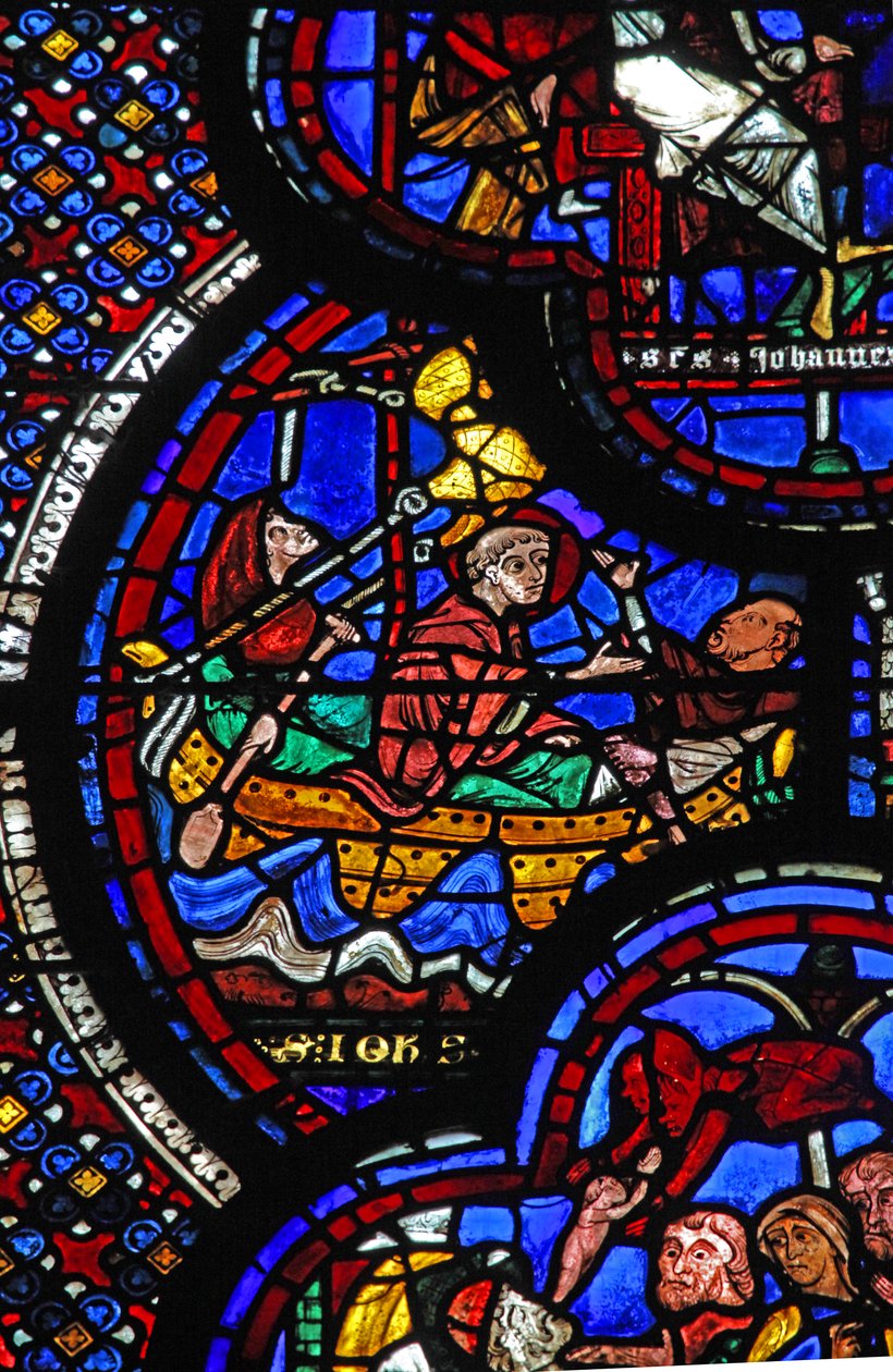 St John-fönstret: förvisad till Patmos & skriver Apokalypsen (w48) av French School