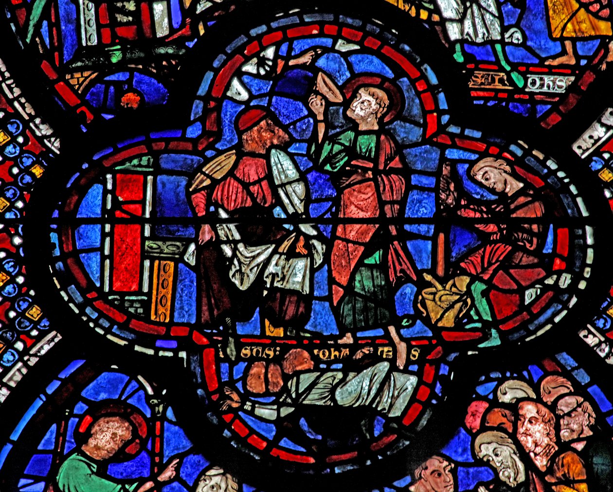 St John-fönstret: han dricker den förgiftade kalken (w48) av French School