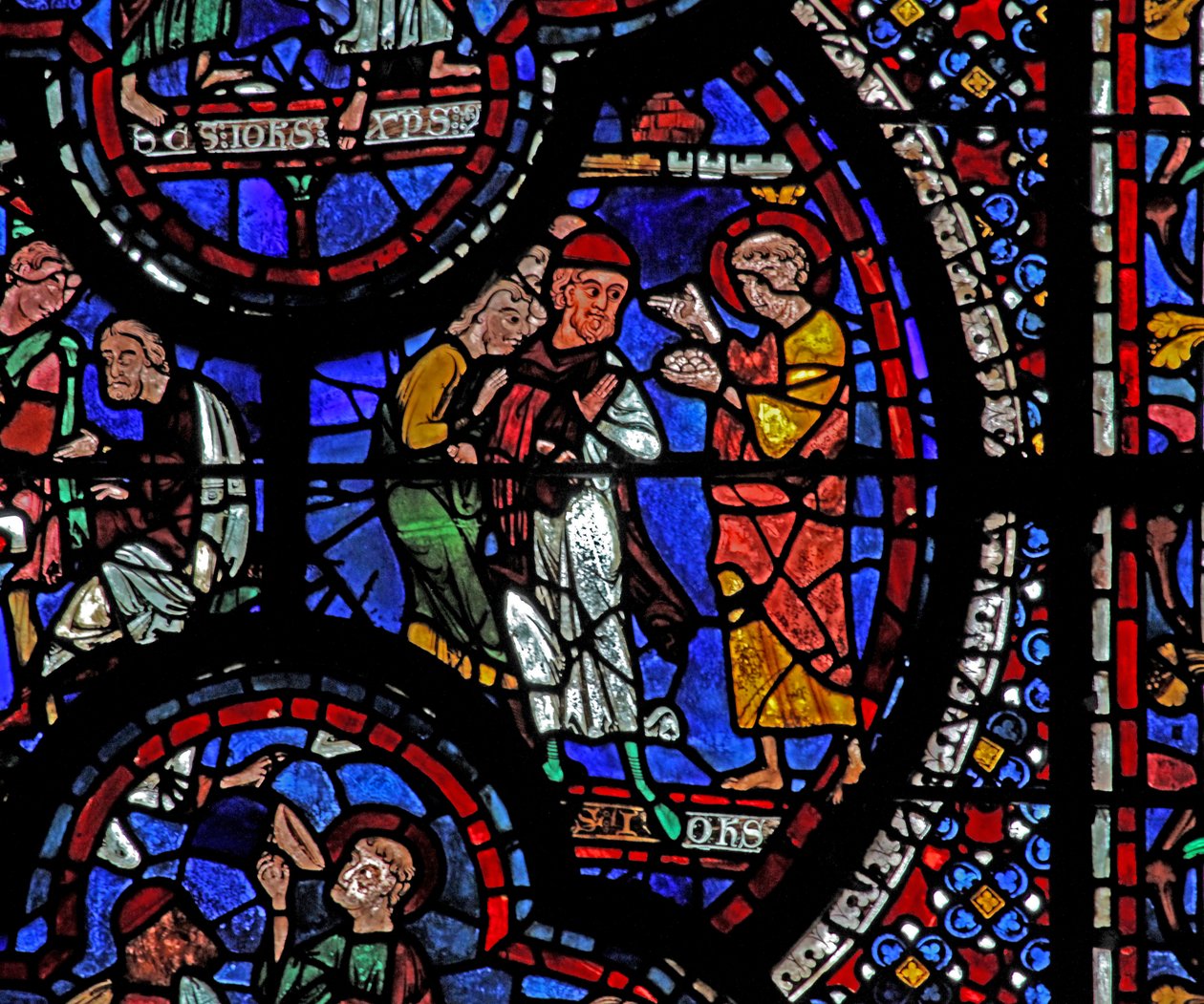 St John-fönstret: han reparerar trasiga ädelstenar (w48) av French School
