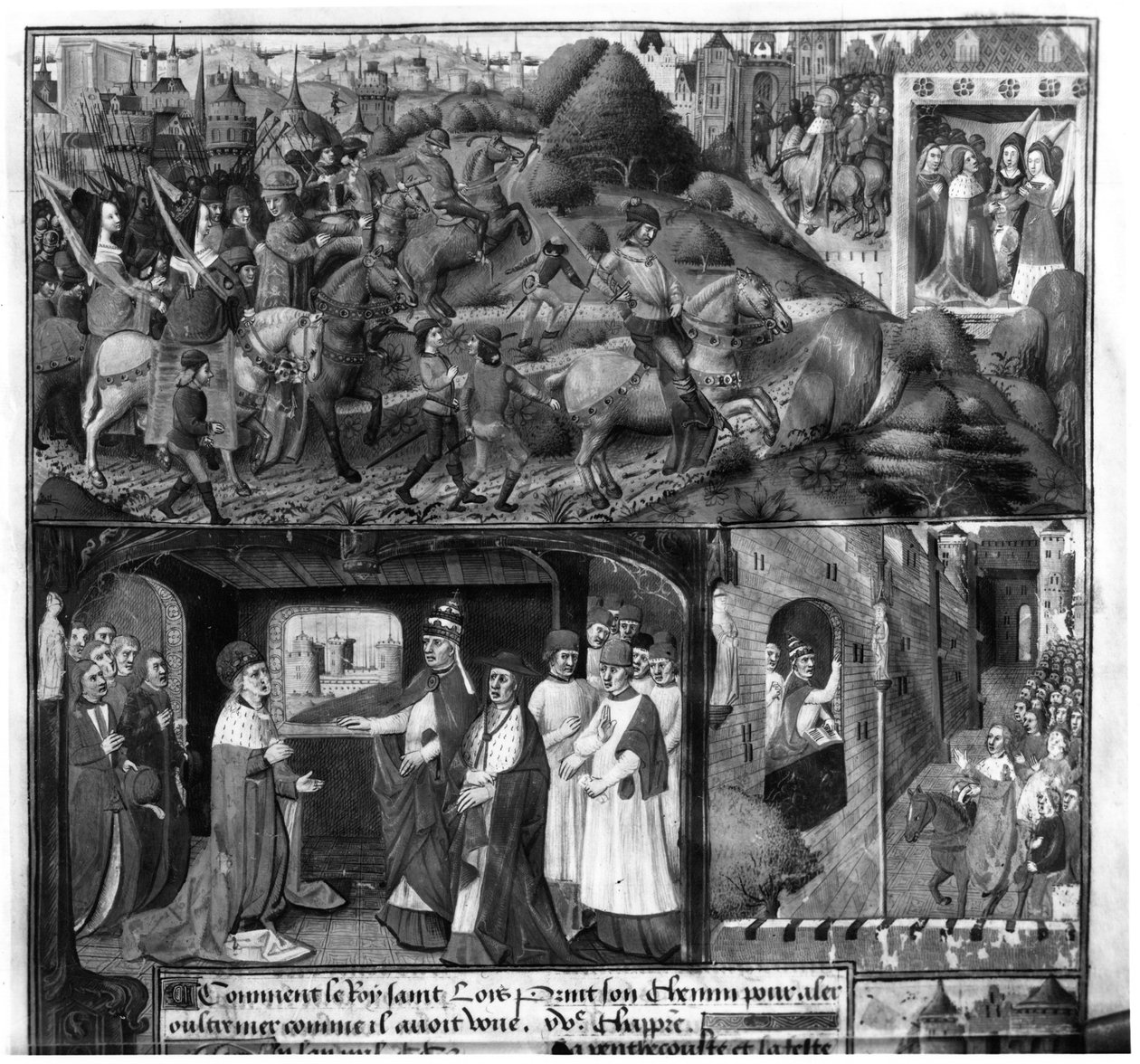 St. Louis (1214-70) på väg till korståget av French School