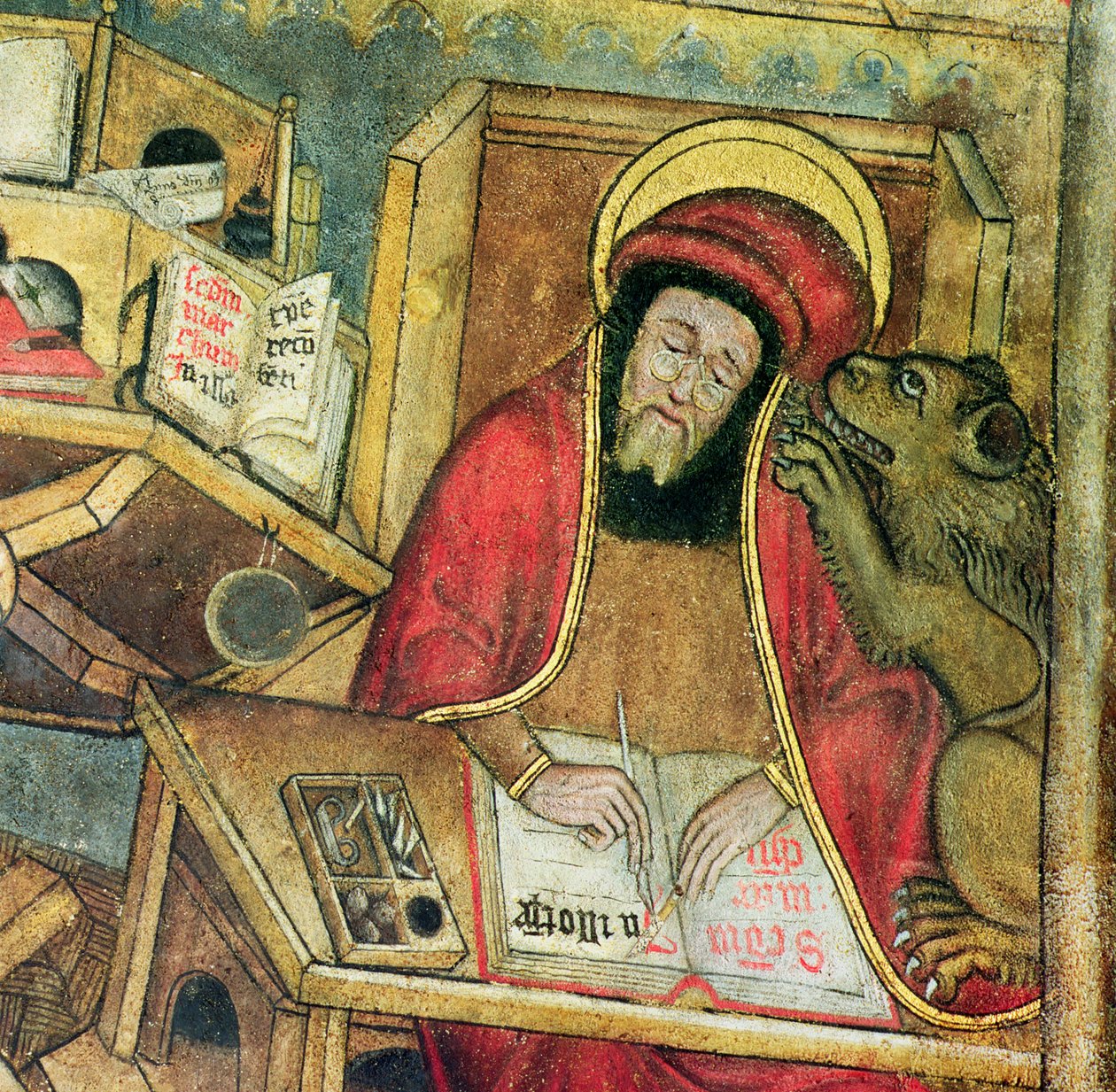 Markus skriver sitt evangelium, detalj från kryptan av French School