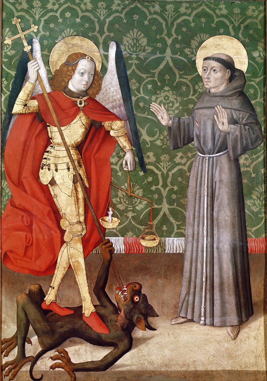 St. Mikael och St. Franciskus av Assisi, ca 1480 av French School