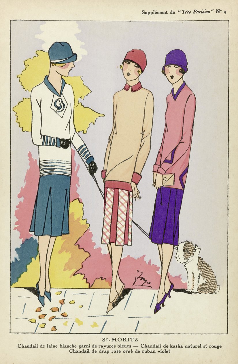 St Moritz, ur Tres Parisien, utg. 1925 (pochoirtryck) av French School