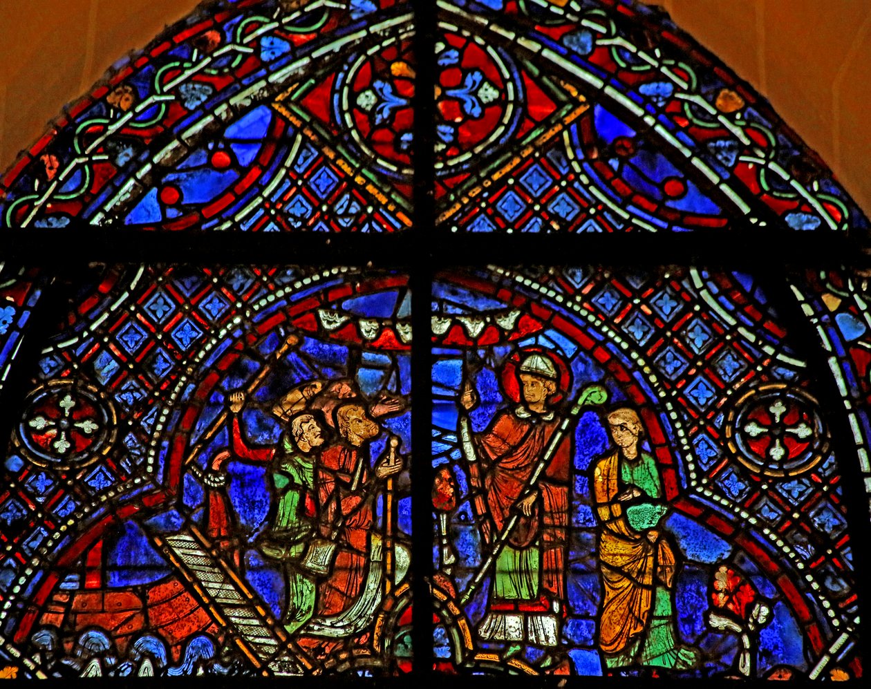 St Nicholas: välsignar pilgrimerna som anländer från båten (w29a) av French School