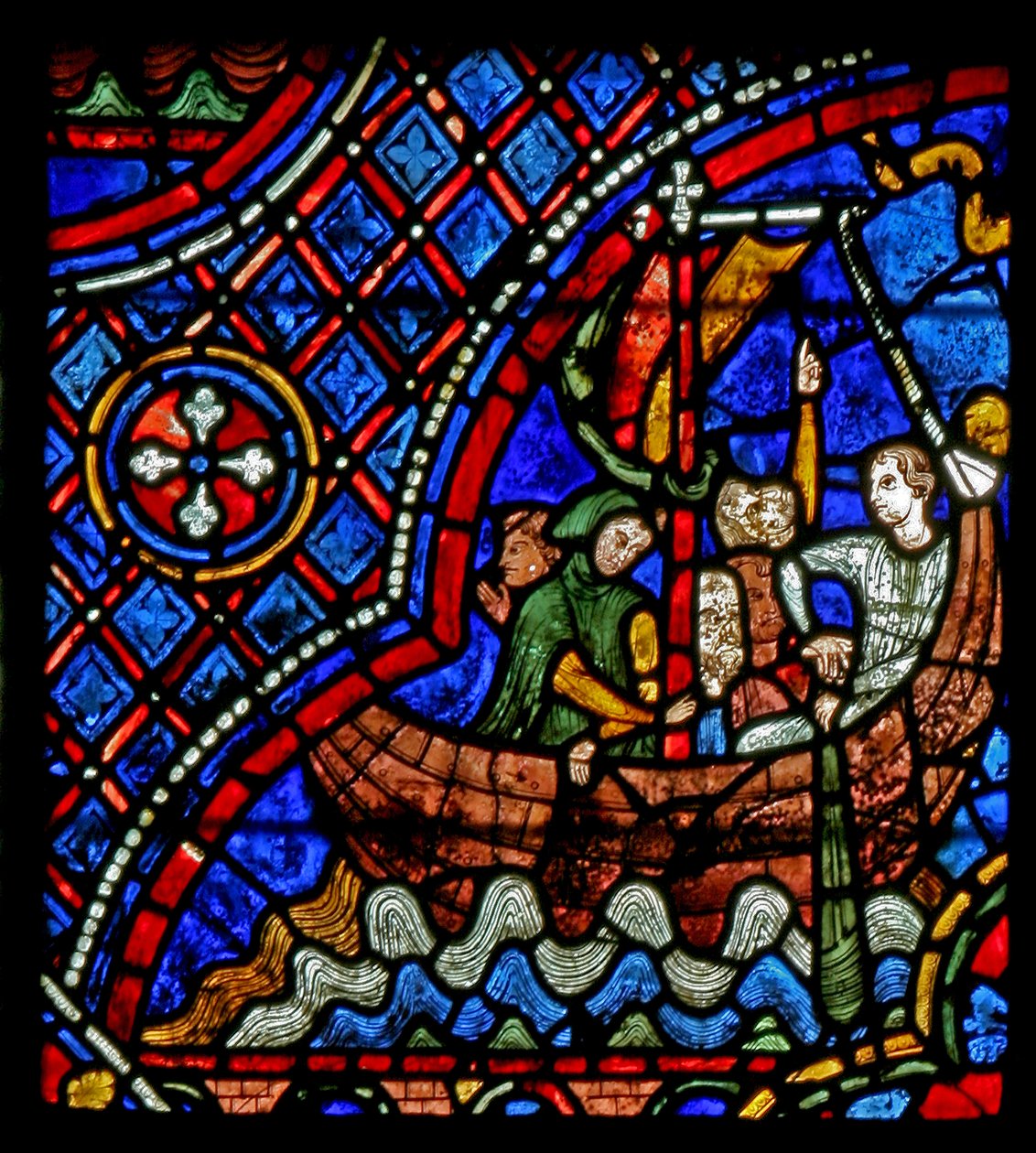 St Nicholas: båt transporterar resenärer till Myra (w29a) av French School