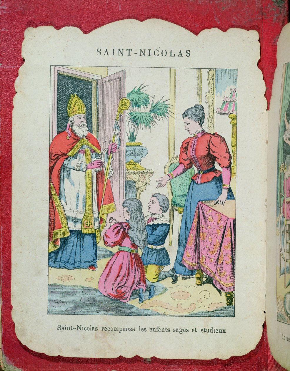 St Nicholas besöker de väluppfostrade och flitiga barnen, ca 1880 av French School