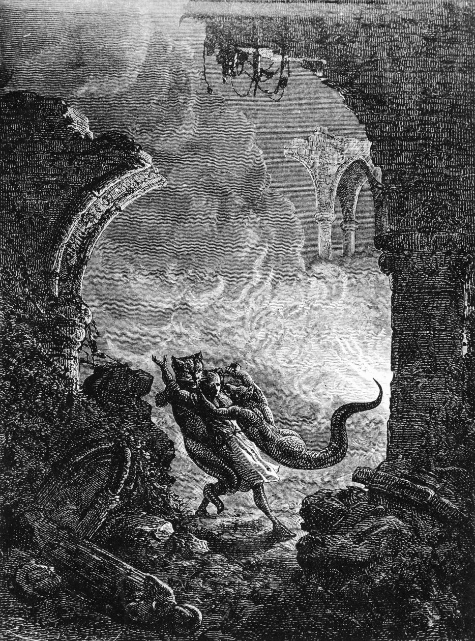 St Patricks Purgatory, mitten av C19th av French School