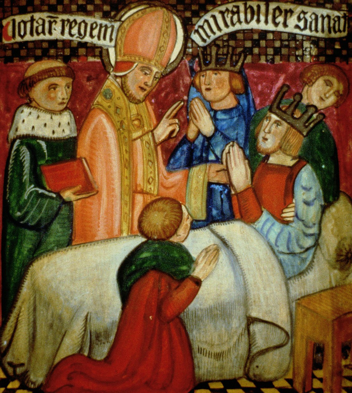 St. Sulpice utför ett mirakel genom att bota kung Clotaire (d.629) av French School