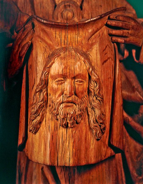 St. Veronicas Veil som hålls av en ängel, ca 1500 (ek) av French School