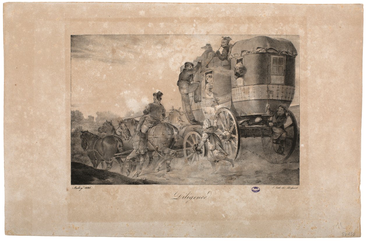 Diligens, 1823 av French School