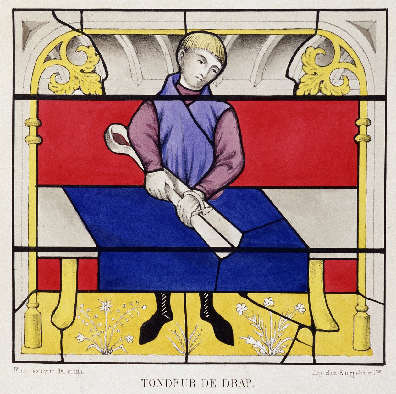 Målat glas som visar ett ark av ark, Church of Our Lady of Semur av French School