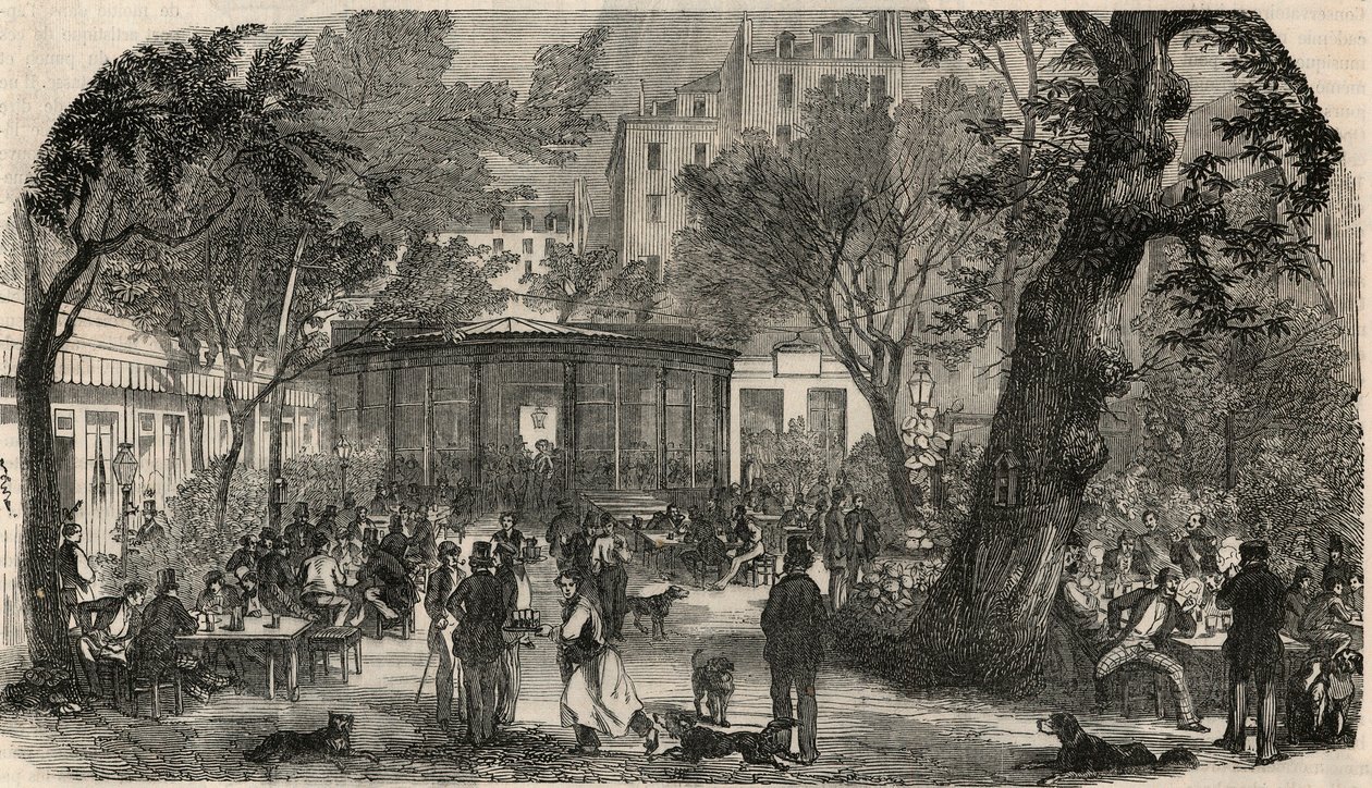 Stämpel av Cheval Blanc i Paris på 1800-talet - Gravyr i "Tableau-de-Paris"" av Edmond Texier 1852 av French School